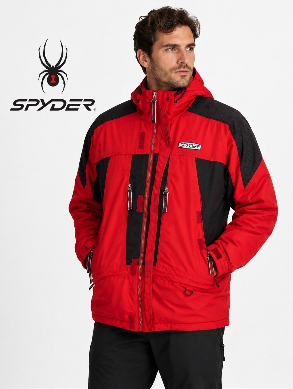 Vintage Spyder XT  Men Hooded Red  Ski/Snowboard  Insulated Jacket Size:…